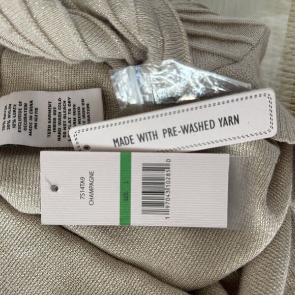 Lepore women’s long sleeve blouse  Knit Pullover Sweater champagne L - Picture 9 of 11